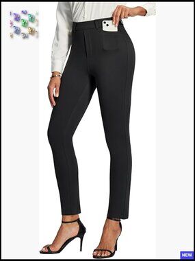 Stretchy Ponte Dress Pants Slim Fit Pull On Office Business Casual Teacher